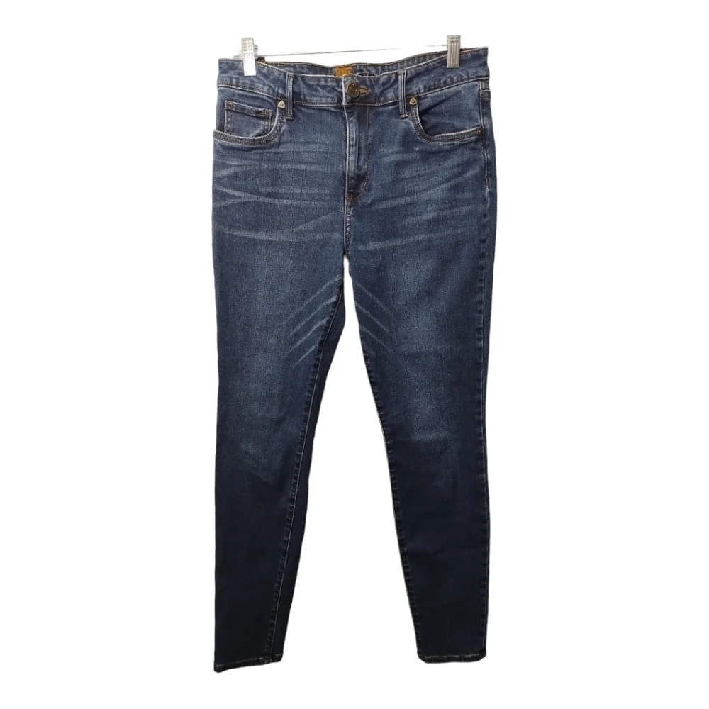 Kut from the Kloth High Rise Skinny Dark Wash Whiskered Faded Jeans‎ Size 10